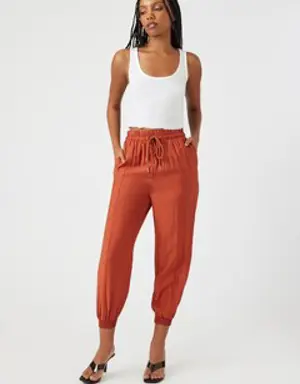Forever 21 Drawstring High Rise Joggers Rust