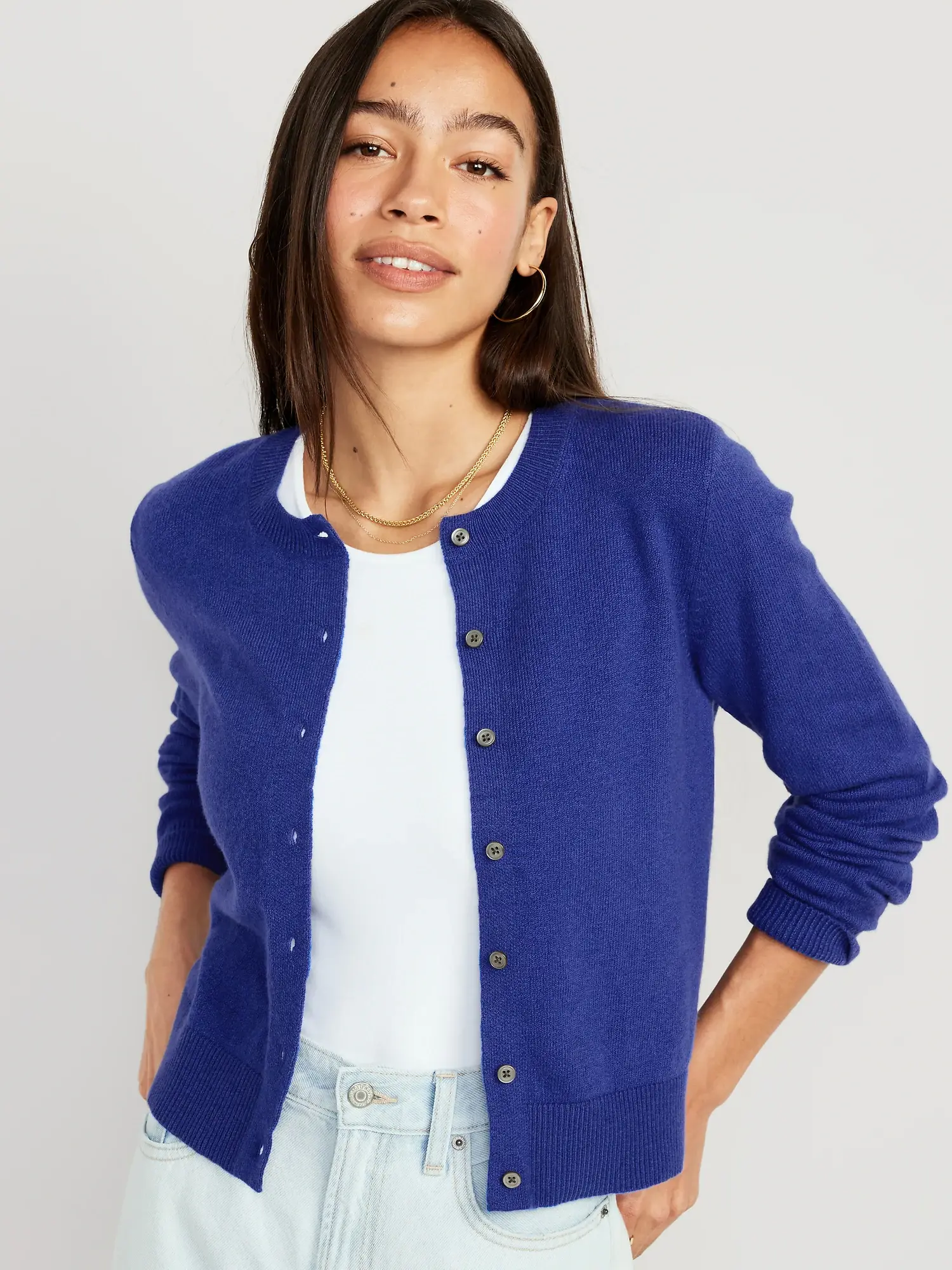 Old Navy SoSoft Cropped Cardigan Sweater for Women blue. 1