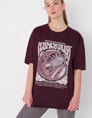 Cosmos Dusk Baskılı Oversize T-shirt