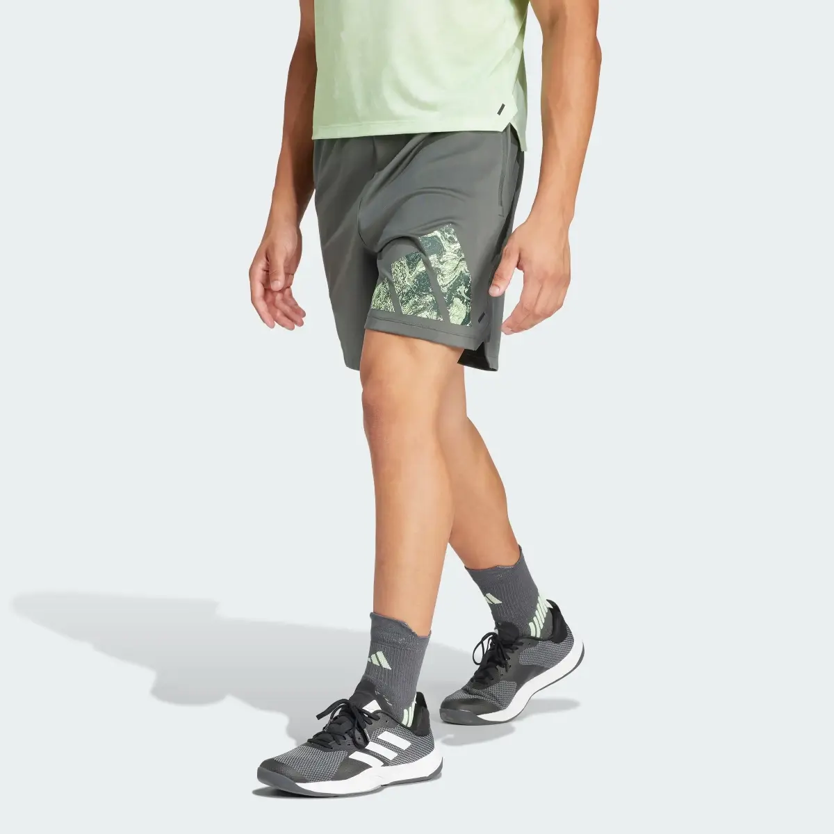 Adidas Workout Logo Knit Shorts. 1