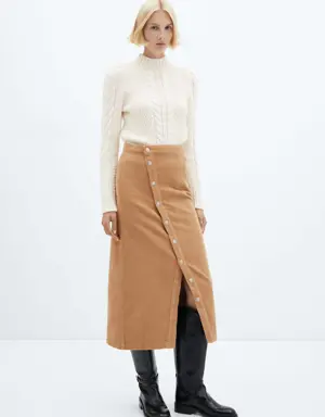 Buttoned corduroy skirt