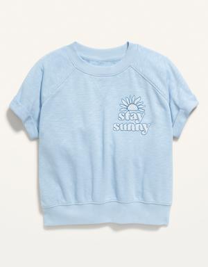 Short-Sleeve Graphic Crew-Neck Sweatshirt for Girls blue