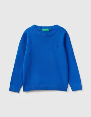 sweater in pure cotton with logo