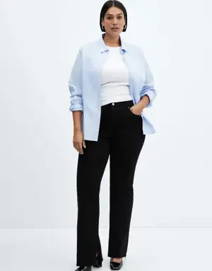 Medium-rise straight jeans with slits