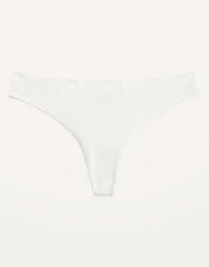 Soft-Knit No-Show Thong Underwear for Women white
