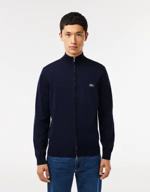 Lacoste Sweater com fecho zip, em algodão orgânico e colarinho subido para homem
