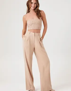 Forever 21 Tube Top &amp; Wide Leg Pants Set Natural