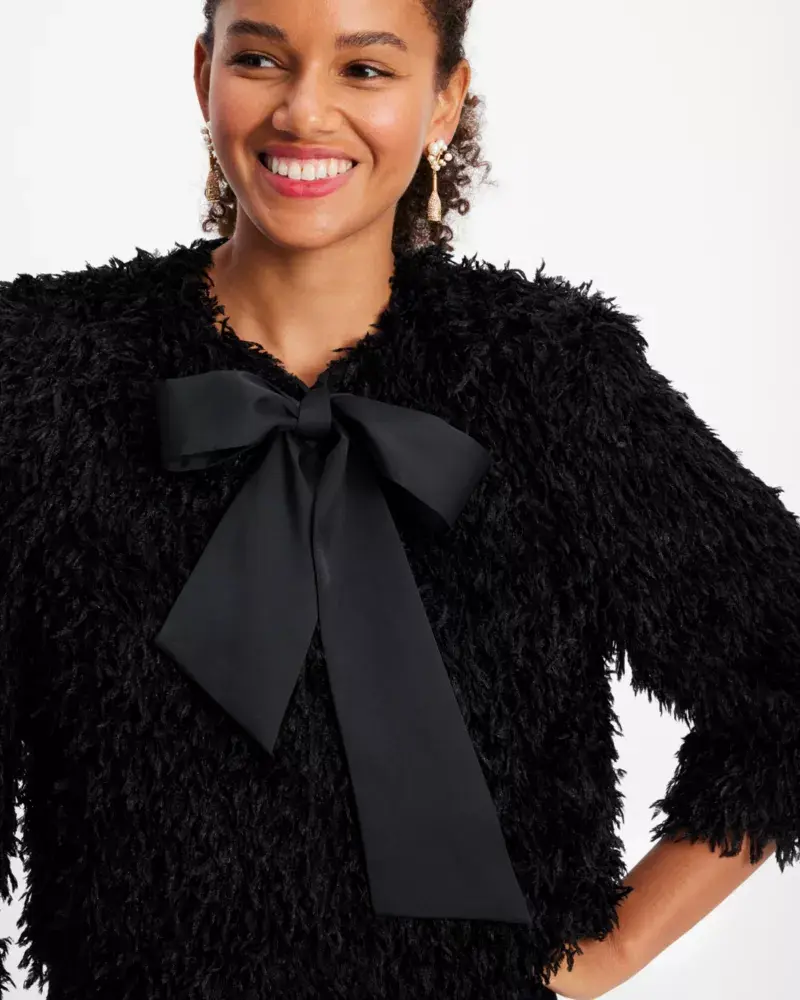 Kate Spade Faux Feather Bow Jacket. 1