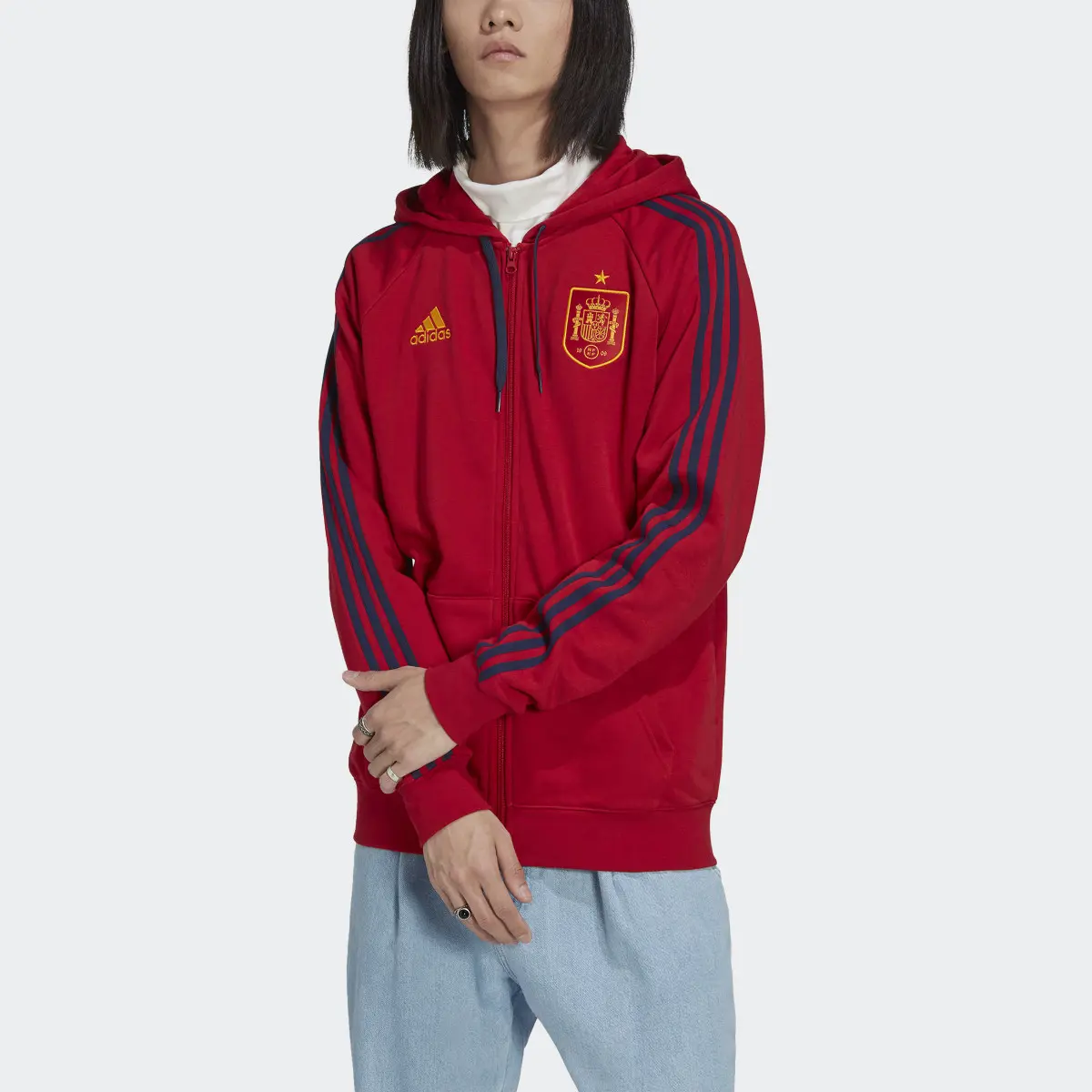 Adidas Spain 3-Stripes Full-Zip Hoodie. 1