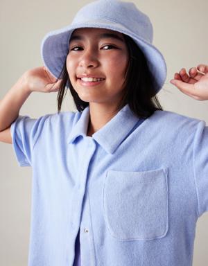 Girl Jump In Terry Bucket Hat blue
