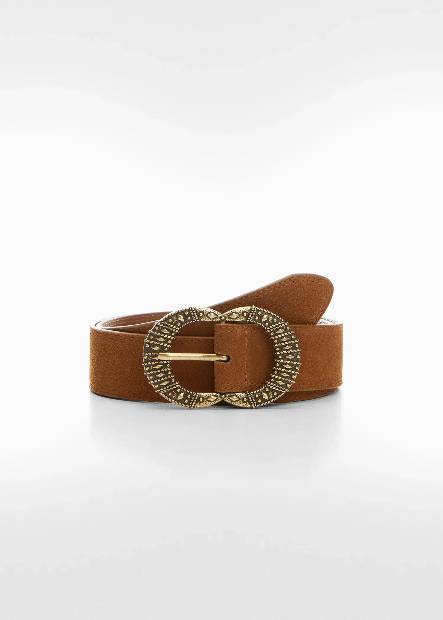 Mango Engraved buckle leather belt. 1