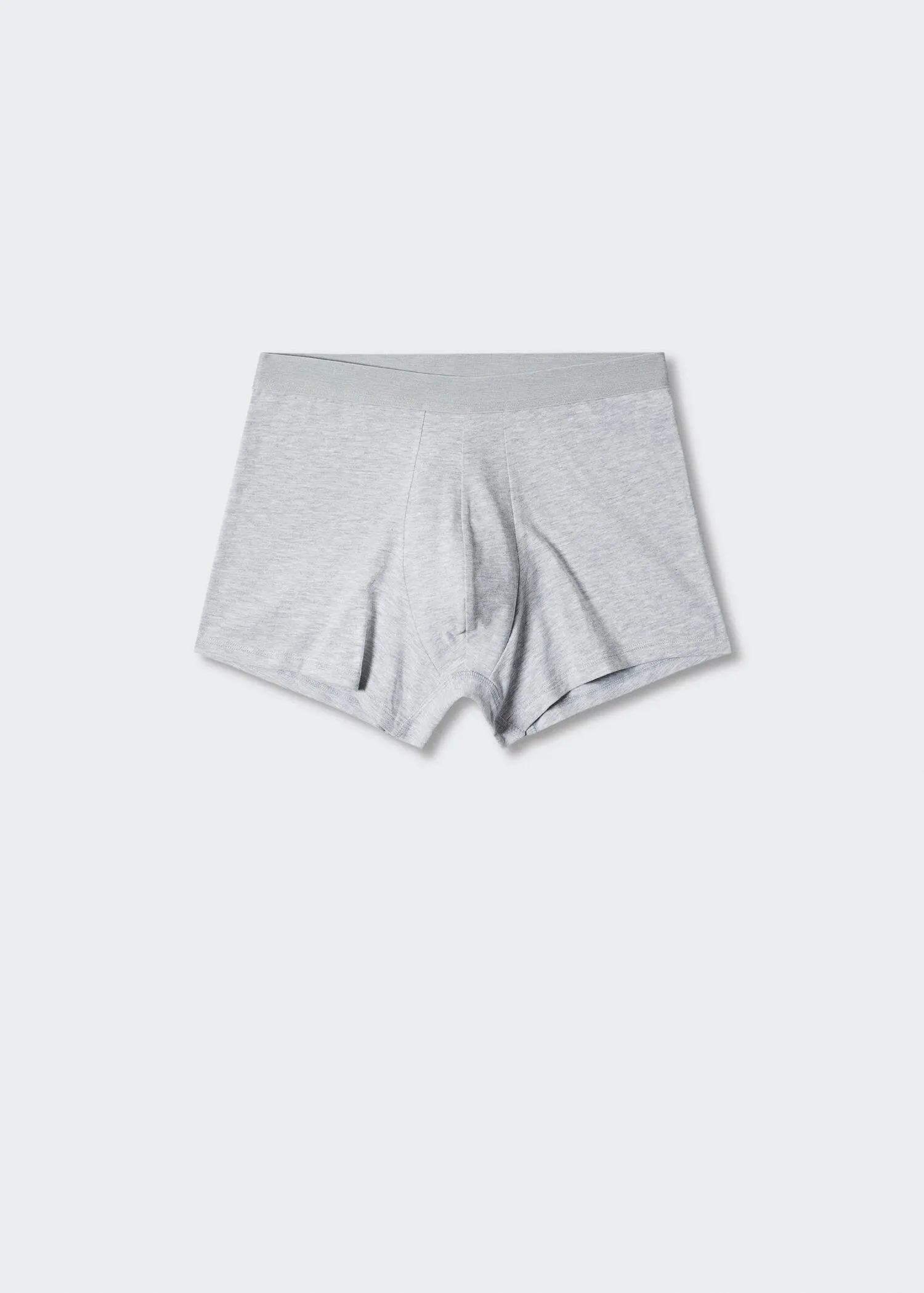 Mango 3-pack cotton boxers. a pair of gray shorts with a pocket on the side. 