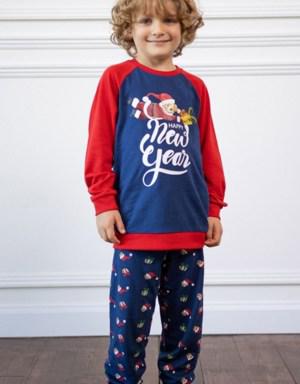 Teddy New Year Erkek Çocuk Pijama Takım Lacivert