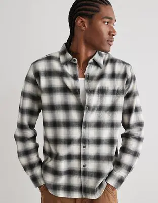 American Eagle Everyday Plaid Button-Up Shirt. 1