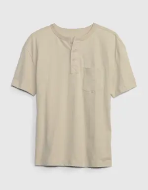 Kids Pocket Henley T-Shirt beige