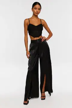 Forever 21 Forever 21 Satin Split Hem Palazzo Pants Black. 2 Forever 21 Forever 21 Satin Split Hem Palazzo Pants Black. 2