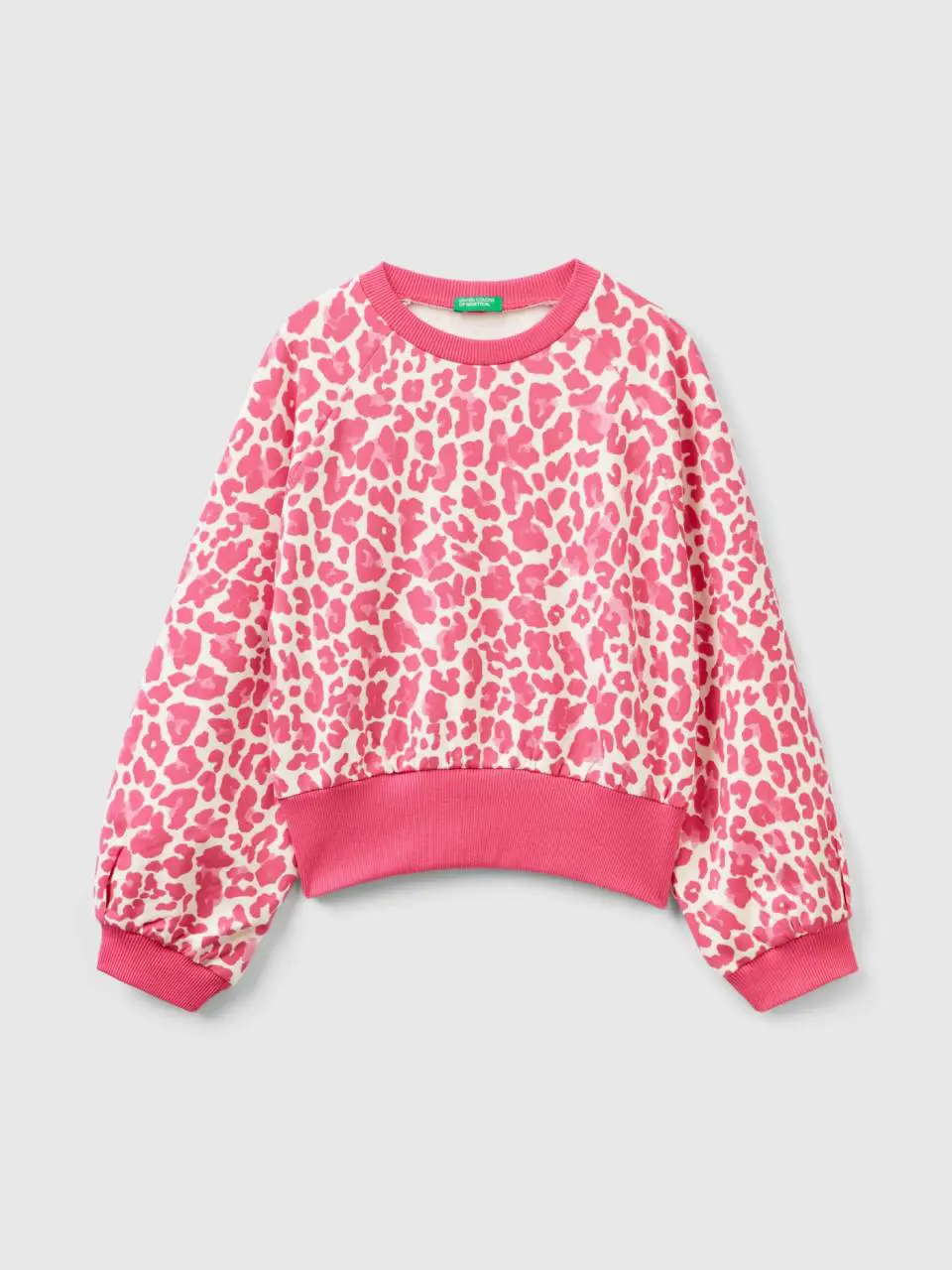 Benetton animal print sweatshirt in stretch cotton blend. 1