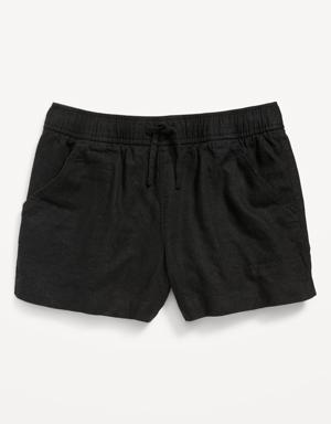 Old Navy Linen-Blend Drawstring Shorts for Girls black