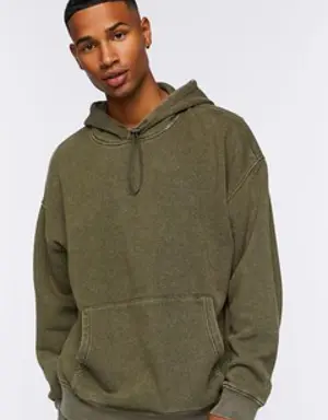 Forever 21 Mineral Wash Toggle Drawstring Hoodie Olive