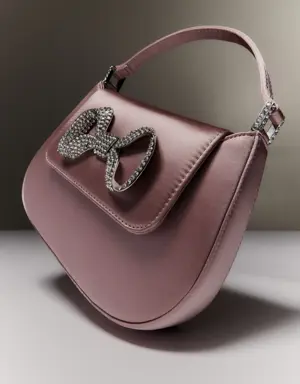 Rhinestone bag with flap and bow