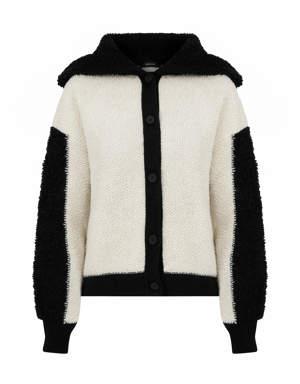 Long Sleeve Black & White Knitwear Cardigan