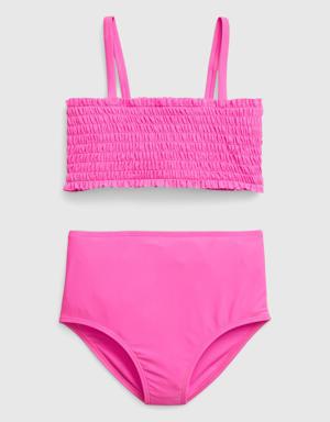 Gap Kids Recycled Smocked Swim Two-Piece pink