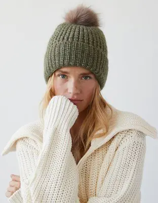 American Eagle Waffle Pom Beanie. 1