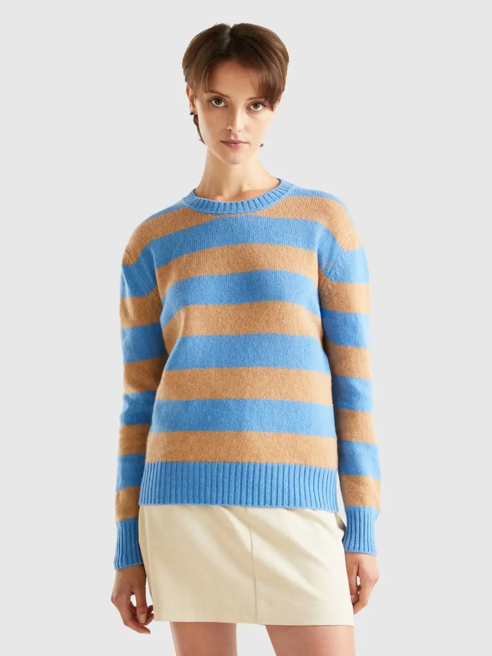 Benetton striped sweater in pure shetland wool. 1