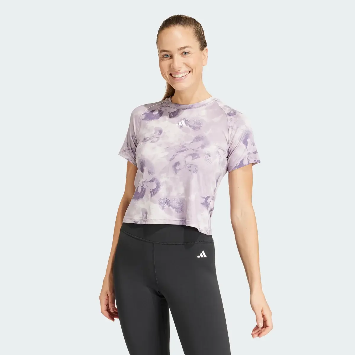 Adidas Train Essentials AOP Flower Tie-Dye T-Shirt. 2