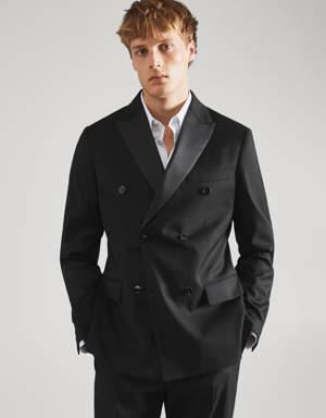 Satin lapels suit blazer