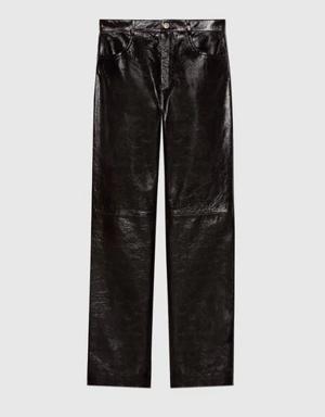 Shiny soft leather pant