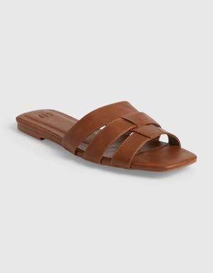 Faux-Leather Sandals brown