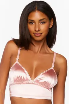 Forever 21 Forever 21 Satin Longline Triangle Bralette Peachy Cheeks. 2