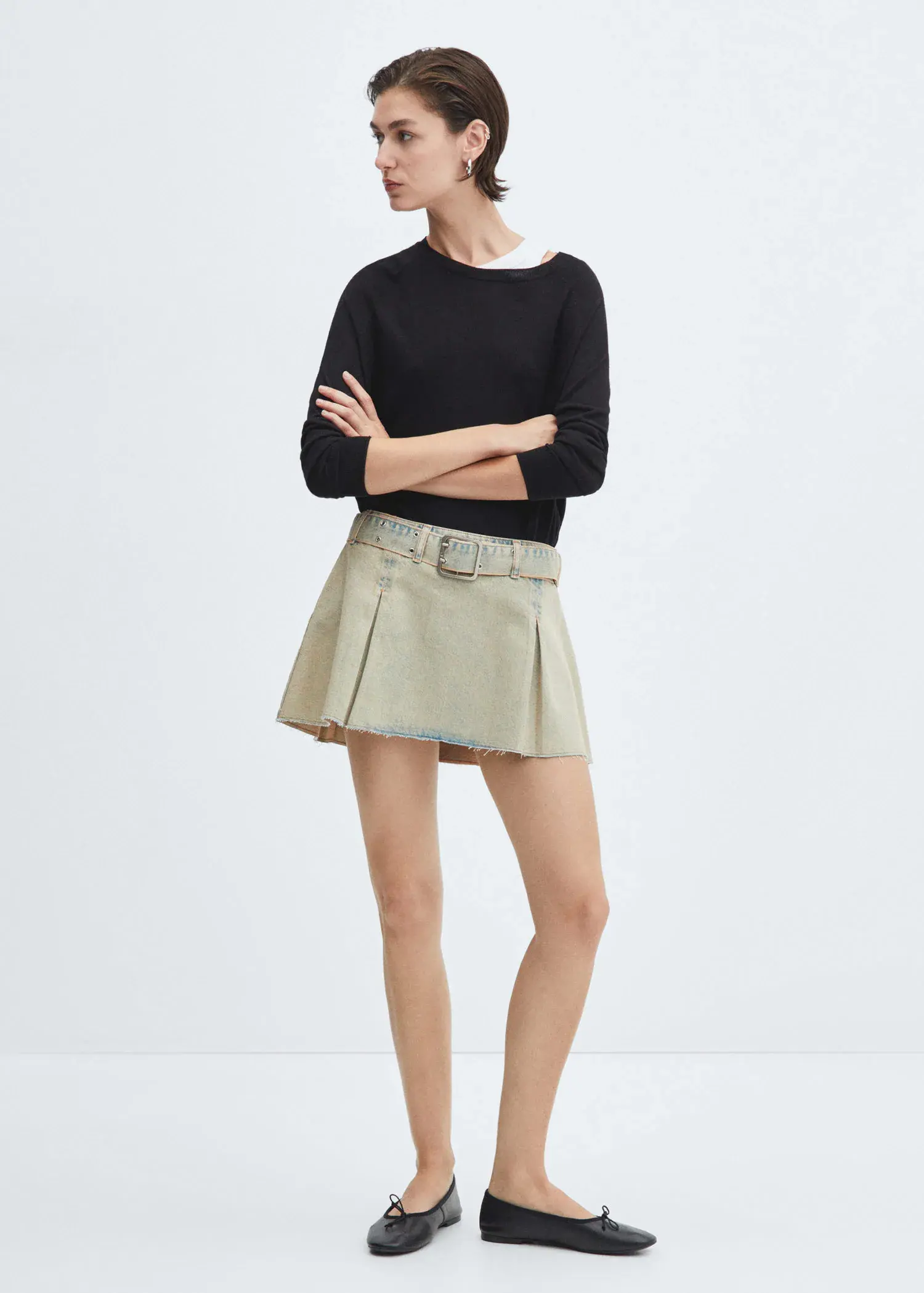Mango Denim mini-skirt with belt. 3