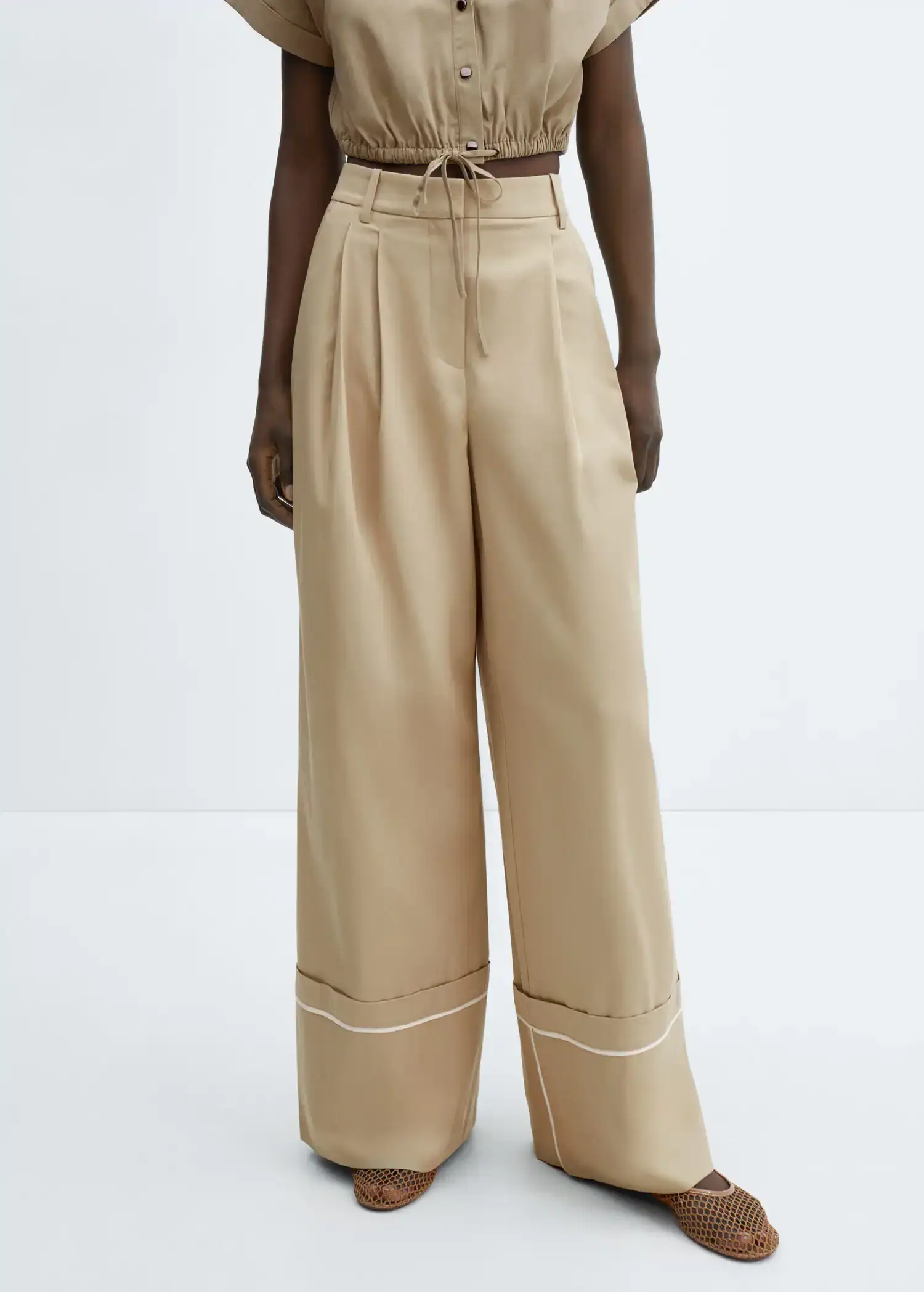 Mango Cotton pleated trousers. 2