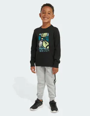 Two-Piece Cotton Tee and Heather Fleece Jogger Set