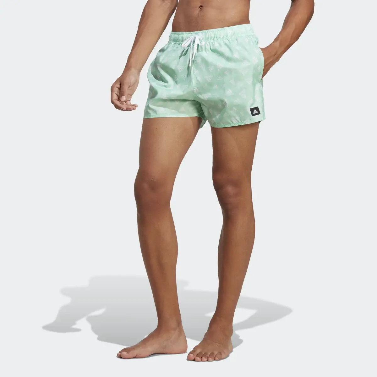 Adidas Logo Print CLX Swim Shorts. 1