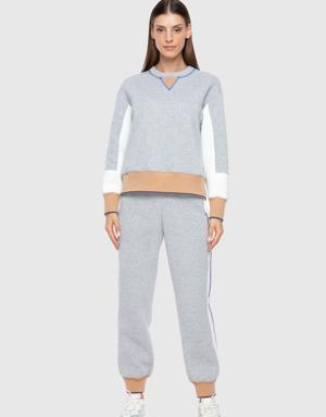 Knitwear Detailed Gray Sweatshirt