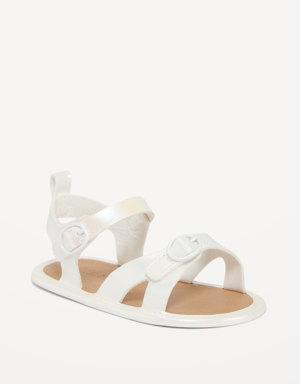 Faux-Leather Buckle Sandals for Toddler Girls white