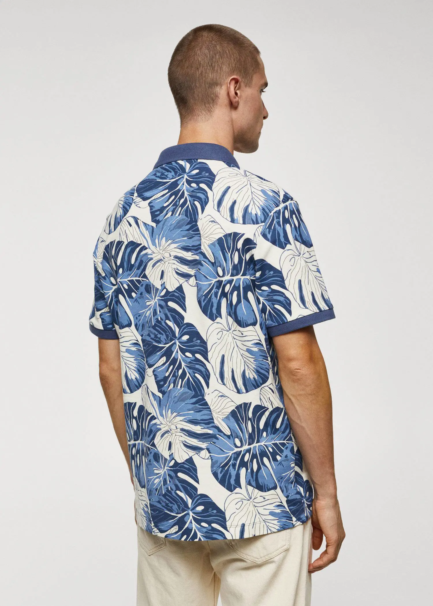 Mango Tropical print cotton polo shirt. 3