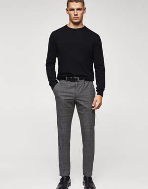 Slim fit checked cotton trousers