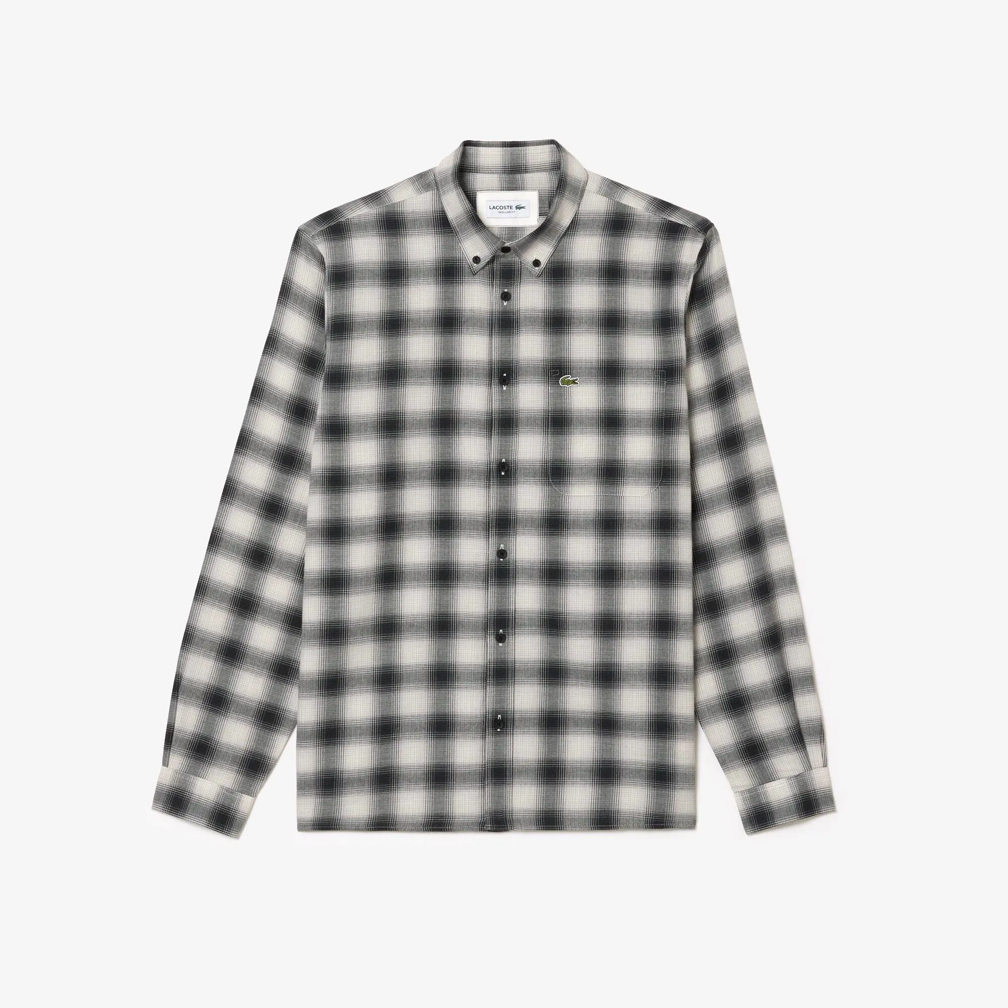 Lacoste Men's Cotton and Wool Blend Checked Flannel Shirt. 2