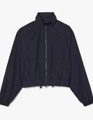 Blusão Sportsuit de nylon curto com capuz e zip