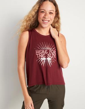 Old Navy UltraLite Sleeveless Cropped Graphic T-Shirt for Women red