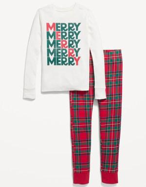 Gender-Neutral Holiday Matching Snug-Fit Pajama Set for Kids red