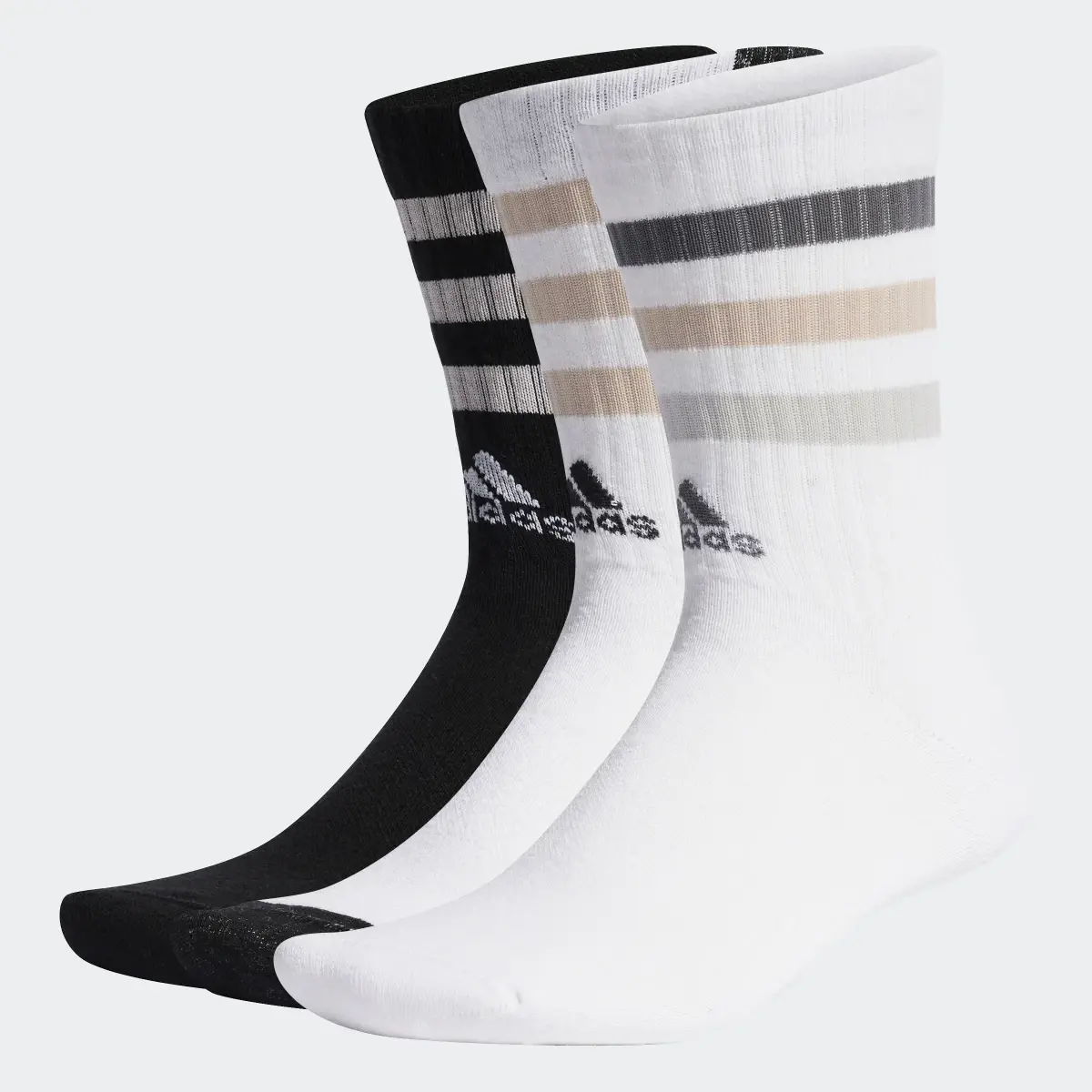 Adidas Bold 3-Stripes Cushioned Crew Socks 3 Pairs. 1