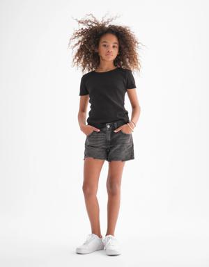 Kids Low Stride Denim Shorts with Washwell black