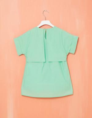 Mint Color Cotton Dress with Windbreaker