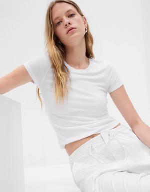 Mini Rib Cropped T-Shirt white