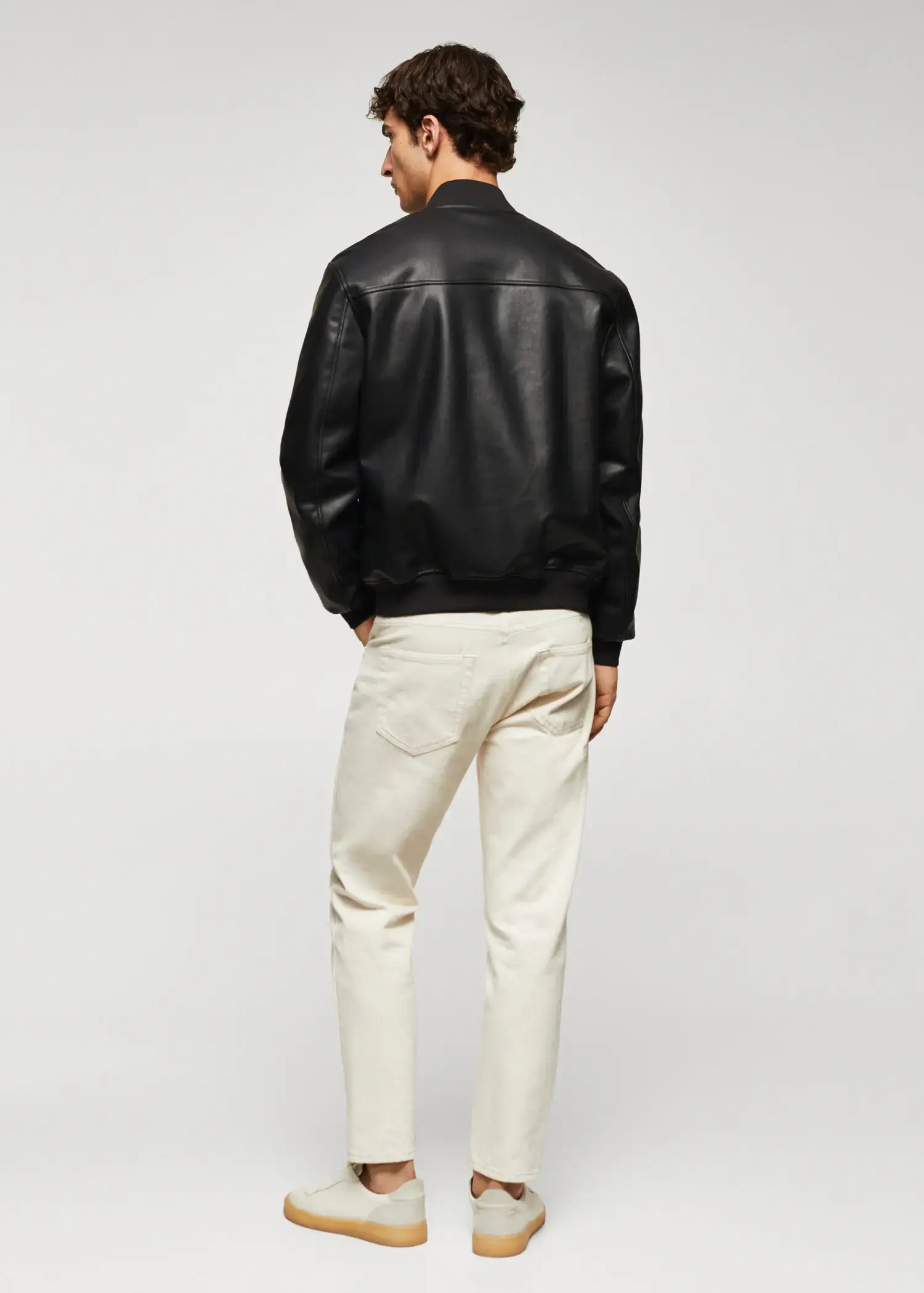 Mango Leather-effect bomber jacket. 3
